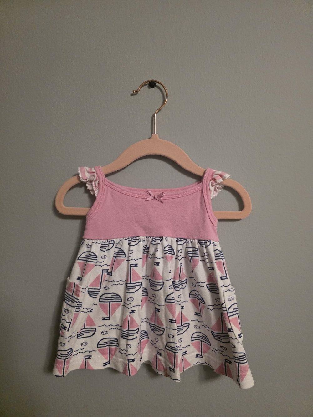 Gerber Pink and White Sailboat Print Sundress